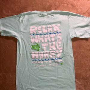 Cozumel Mexico Small Mint Green‎ 'Relax What's The Hurry' Short Sleeve Shirt (T)